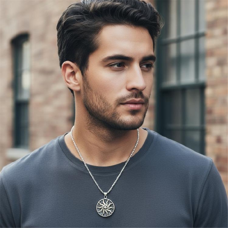 Dark Aesthetic Sun Pendant Necklace Stainless Steel Gothic Chain Jewelry Party Wear Everyday Fashion Statement Necklaces