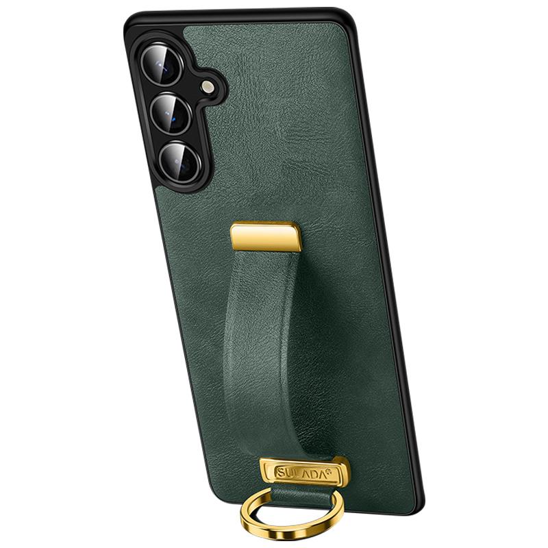 

SULADA Fashion Series for Samsung Galaxy S25+ Case Wristband Kickstand Leather Back Phone Cover Green