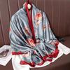 1 Pcs 90X180 Retro Chinese-style Green Animal, Crane and Flower Long Scarf, Paired with an Air-conditioned Shawl for Women