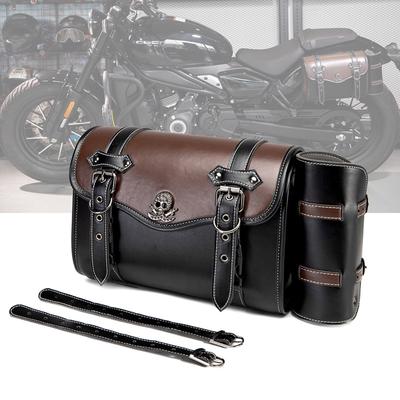 Stylish PU Motorcycle Side Bag Quick Release Vintage Motorcycle Side Bag Leather Bag for Urban Riders And Adventurers