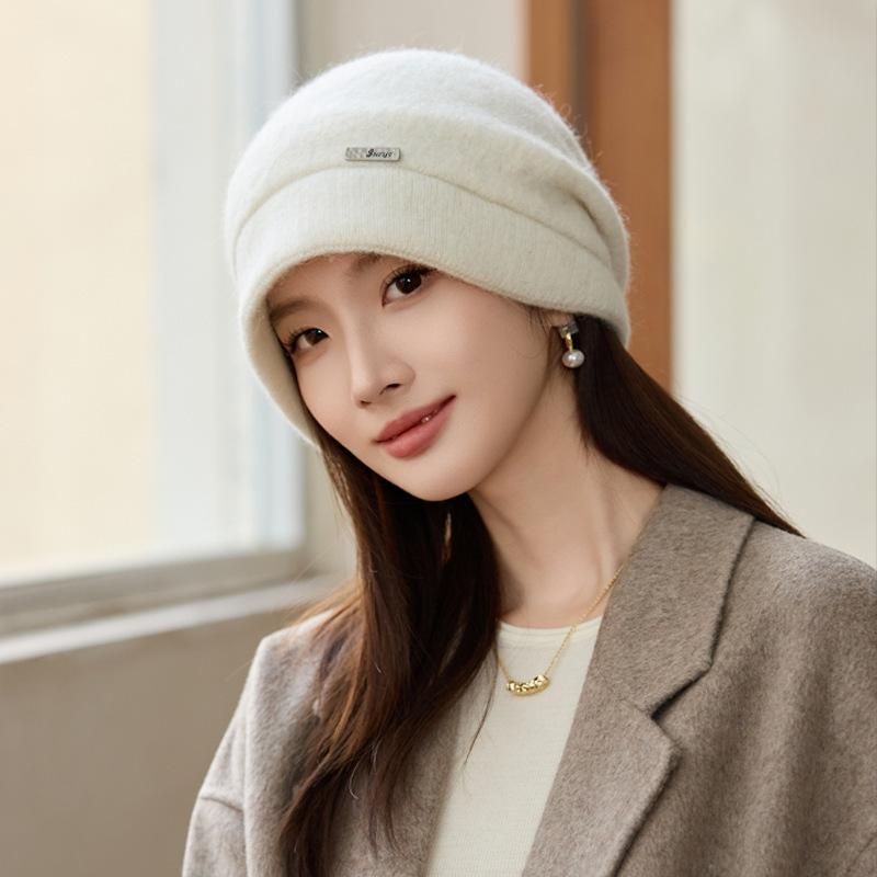 

Зимняя женская элегантная вязаная шапка, защита ушей, ветрозащитная шапка-бини, женская зимняя вязаная шерстяная шапка, ветрозащитная шапка для путешествий на открытом воздухе One Size молочный белый
