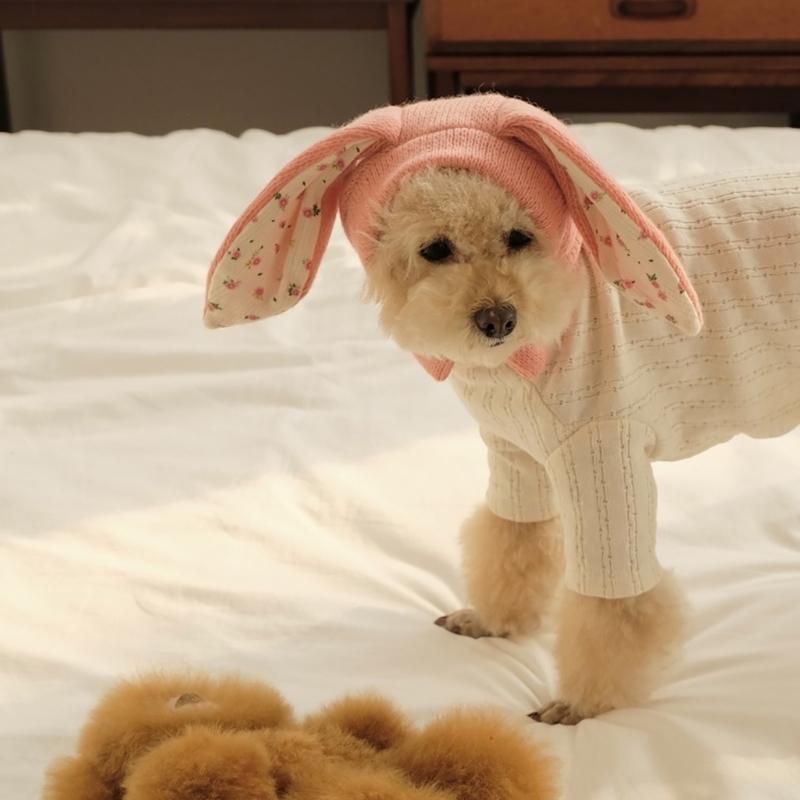 Cute Knit Rabbit Ears Shape Hat for Cat Christmas Party Pet Dogs Keep Warm Headwear Winter Halloween Cosplay Accessories