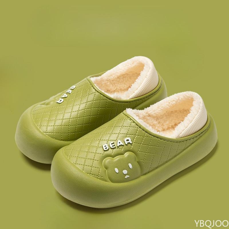 

Модные женские зимние новые комнатные тапочки из хлопка, милые мультяшные теплые домашние тапочки, многофункциональные модные повседневные хлопковые тапочки 40-41 зелёный