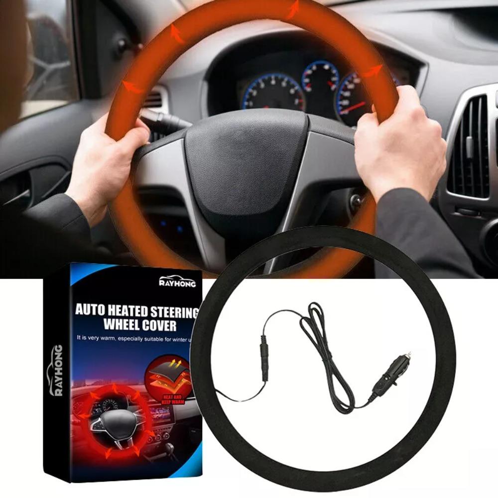 Comfortable 12V Heated Steering Wheel Cover Anti-slip Warm Car Heating Hand Warmer Winter Steering Wheel Heater Car Accessories