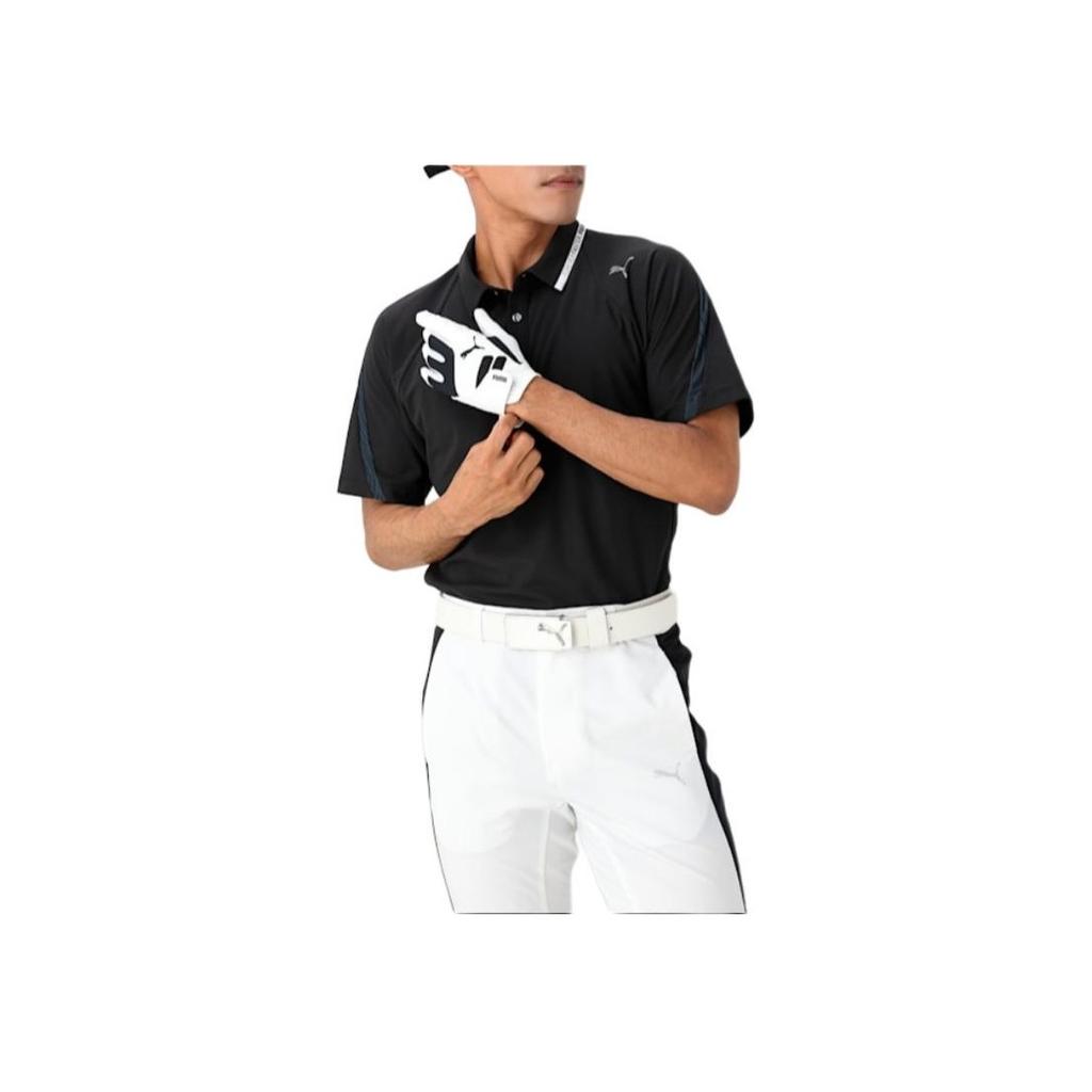 Puma Solid Color Casual Straight Fit Polo Shirt Men tops Black 627601-01