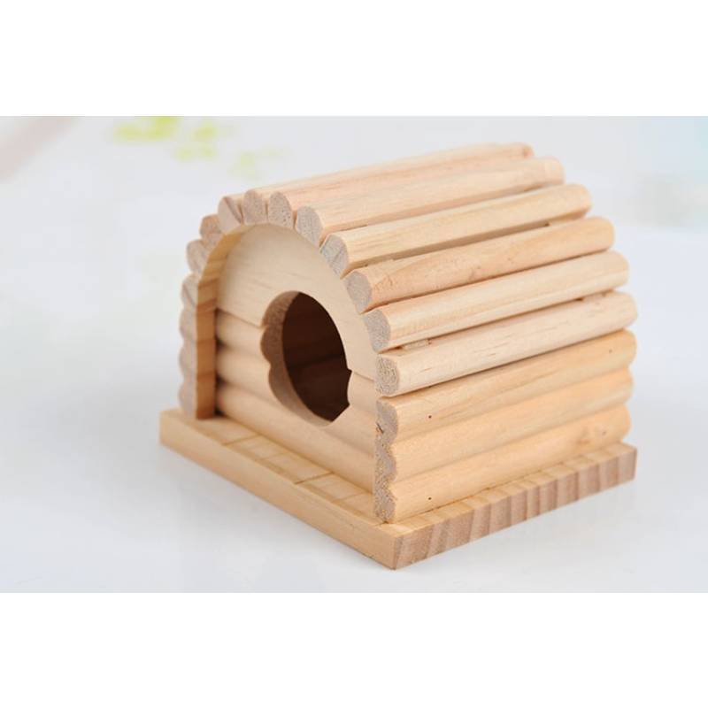 Hamster Wooden House Luxury Villa For Small Pets With Natural Wood Finish Style4