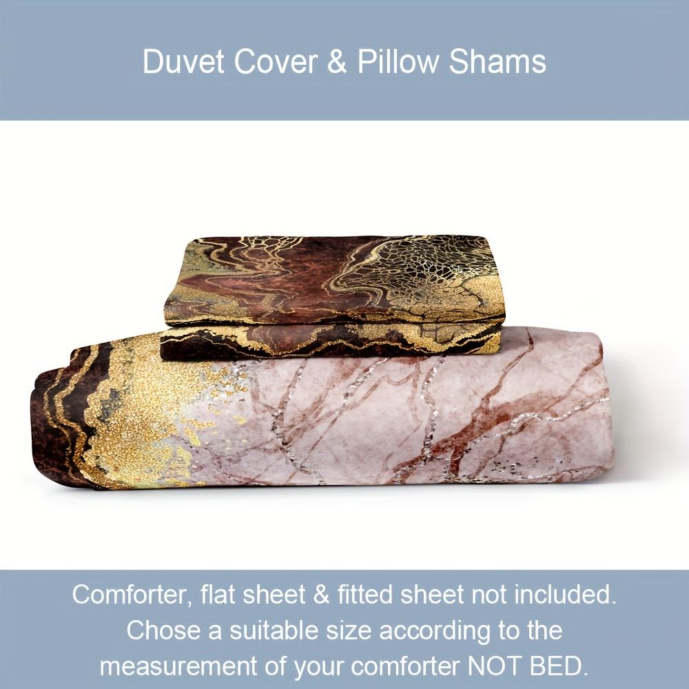 Comforter 3Pcs Luxe In Vibrant Marble Design - Breathable Polyester Zip Closure Machine Washable Christmas Gifts