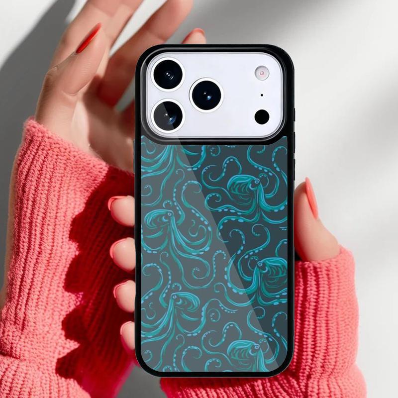 Marine Life Ocean Octopus soft Phone Case for iPhone 17 16 15 14 13 Pro Max Back Cover for 12 11 Pro Coque