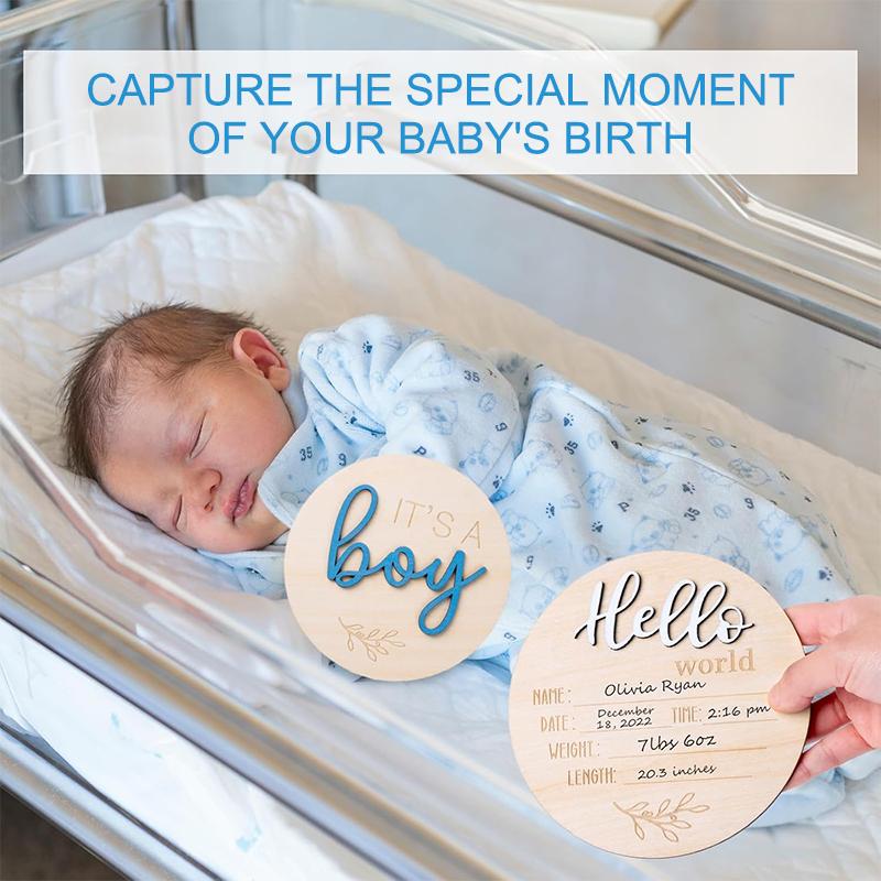 Gender Reveal Sign For Baby Birth: 3Pcs It'S A Boy Girl & Hello World Announcement Sign For Hospital - Wooden Newborn Welcome