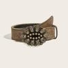 Petal Retro Style Leather Waist Belt Alloy Buckle Streetwear Decoration Look