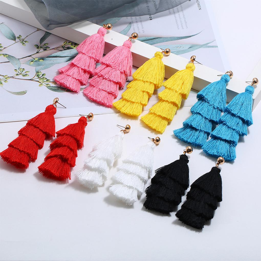 Tassel Earrings Vintage Fashion Chandelier Ear Bohemian Style Fringe Ethnic Dangle Hoop Boho for Beach Girls Accessories