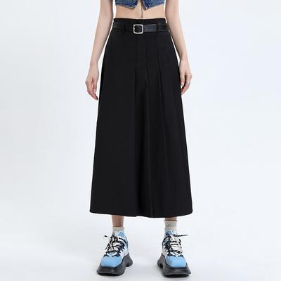 Plisowana długa spódnica damska lato w stylu Vintage czarny wysokiej talii plisowana spódnica w kształcie litery A Preppy Streetwear Casual Y2K