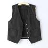 Denim Vest Jacket    Vintage Women Casual Solid Color Sleeveless Jean Jacket Top