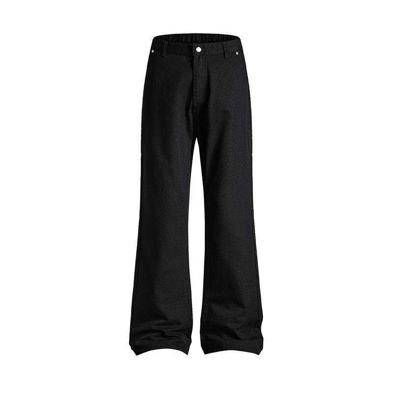 

Korean Version of White Mid-waist Slim Denim Trousers Men and Women with The Same Simple Straight-leg Bell Pants 3XL чёрный