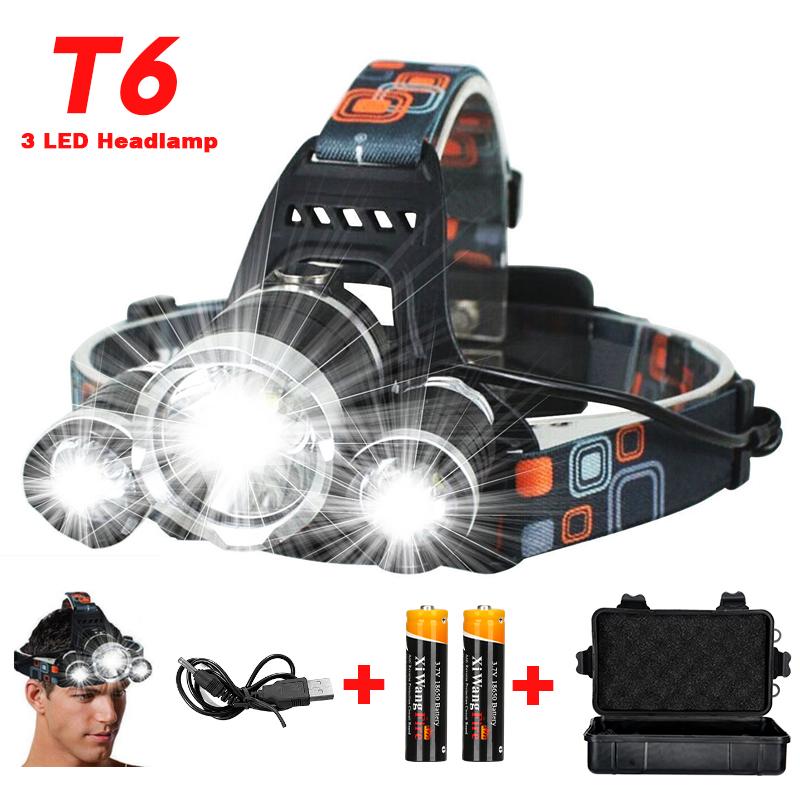 T6 Powerful Headlamp Rechargeable Led Headlight 90° Adjustable Torch Outdoor Fishing Hunting Camping Portable Flashlight Lantern
