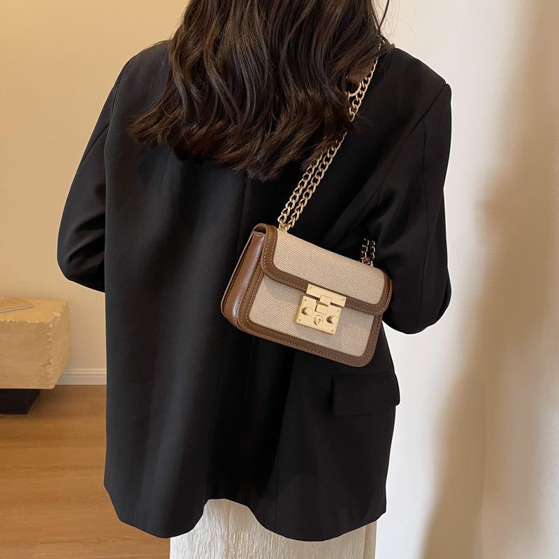 New Fashionable Contrasting Color Small Square Bag Trendy Versatile Single Shoulder Oblique Span Women's Bag