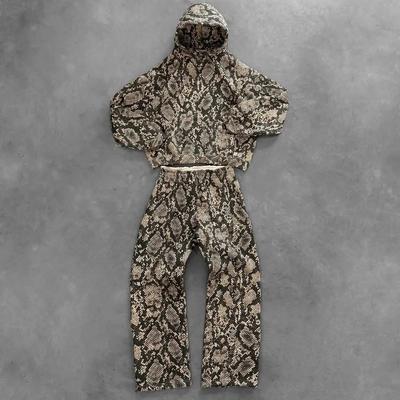LUXEON Harajuku Nuevo Chándal Y2K Hombre Hip Hop Sudaderas Oversize Conjunto de 2 Piezas Sudaderas con Estampado de Serpiente Retro Ropa para Hombre Streetwear