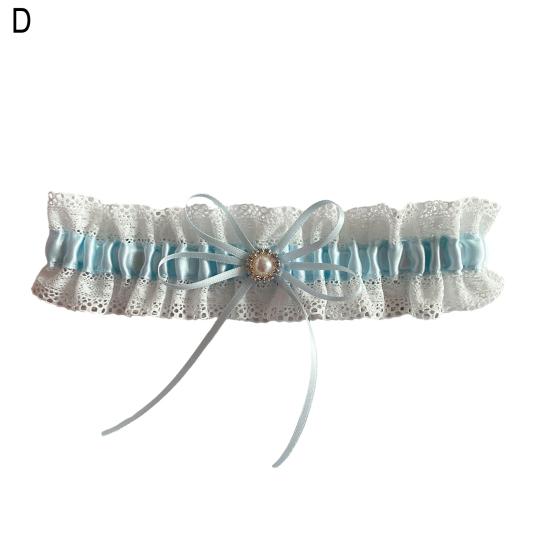 Lace Wedding Garter Faux Pearls Bowknot Floral Lace Garter Stretch Leg Garter Belt Bride Accessories for Women