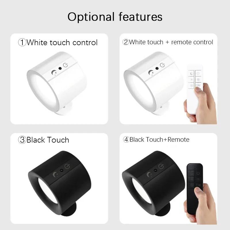 Magnetic LED Wall Lamp Remote Control USB 3 lights RGB Wireless Spotlight for Room Decoration Bedside Living Room Night Lamp