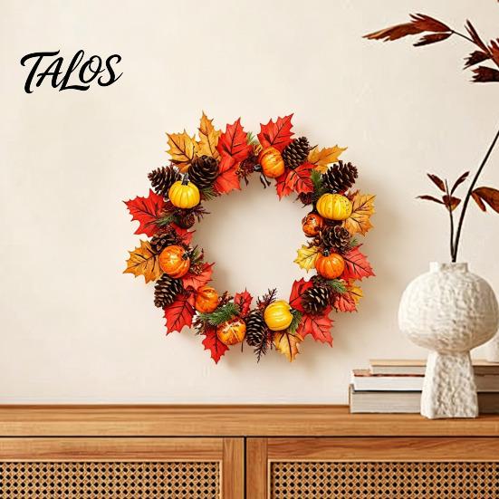 Reusable Autumn Window Decors Thanksgiving Day Wall Sticker, Pumpkin/Pinecone/Leaf Print Garland Shape Non Adhesive Fall Stickers Waterproof