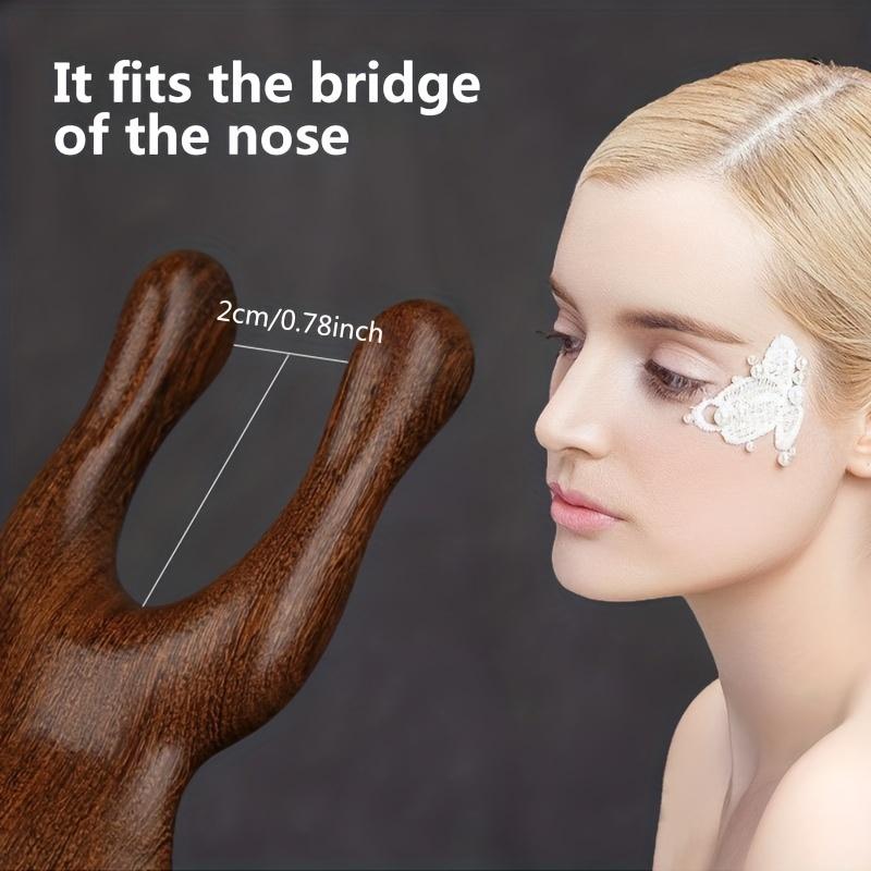 1/2pcs Eyes Facial Wood Gua Sha Tool, Natural Sandalwood Wooden Nose Guasha Massage Tools, Face Manual Meridians Massager Tool