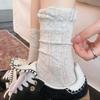 Gray Lace Stockings - Summer Lightweight Ankle-length Cotton Stockings with Ballet-style Stacked Design