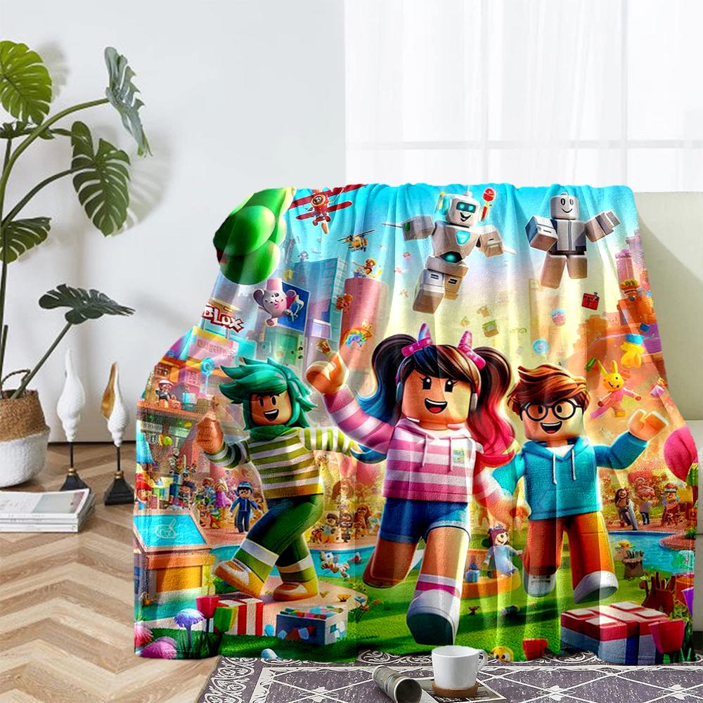 Roblox Theme Printed Blanket - Perfect for Couch, Bed, Travel & Outdoor Use | Machine Washable, Cozy & Durable.