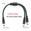 10pcs DC 1 male to 2 male 5.5*2.1mm Connector 3 way male Power Splitter Cable Power Supply Adapter Extension 30CM 18awg 10A