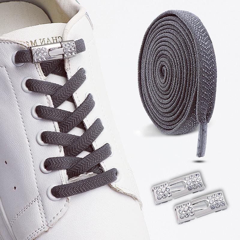 No Tie Elastic Shoelaces Sneakers Laces with Diamond Cross Locks for Kids Adults Rubber Bands Shoe Laces 1 Pair/2 Pair