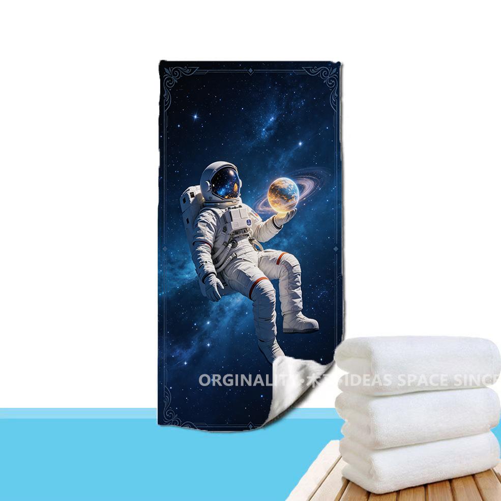 Space Astronaut Galaxy Beach Towel Patterned Sunscreen And Windproof Suitable For Swimming Pool Camping Travel Blanket