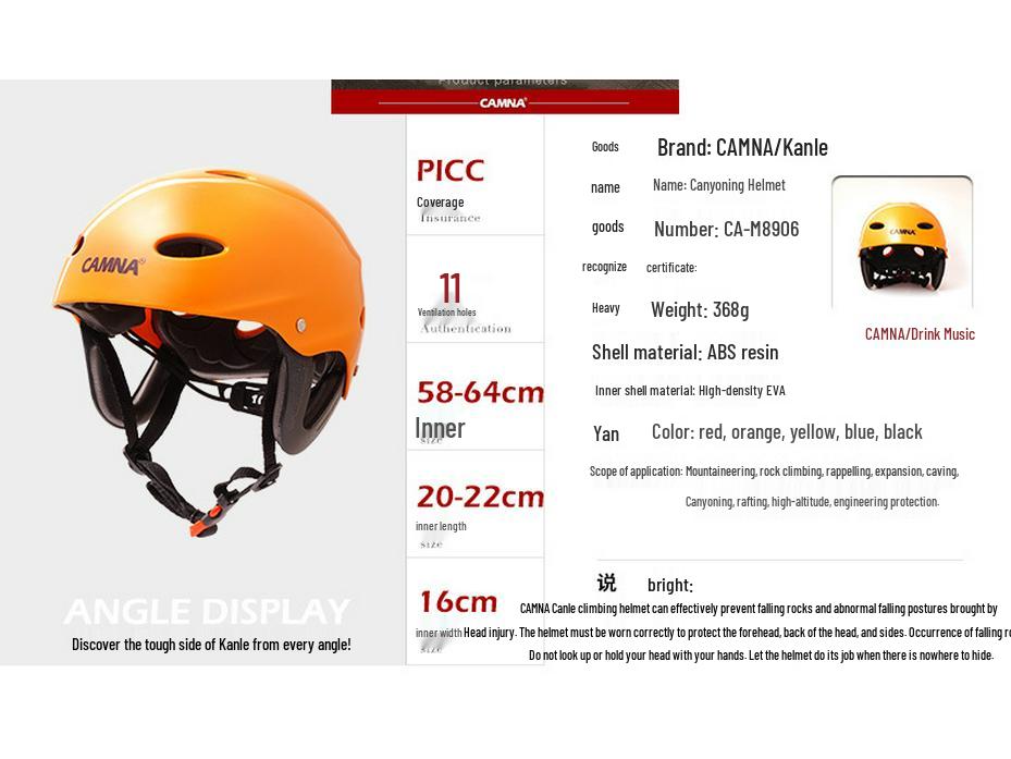 Kanle Outdoor Sicherheitshelm zum Klettern, Bergsteigen, Canyoning, Rafting und Bootfahren.