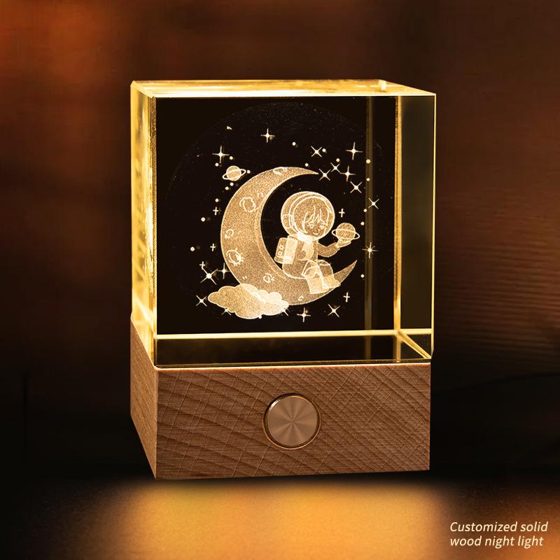 Starry Sky Cube Crystal Night Light: Creative Bedside Atmosphere Lamp
