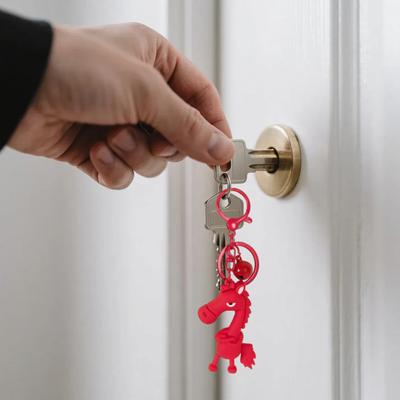 Yousheng Cool Horse Keychain Cute Cartoon Horse Charm Keychain Metal Keyring with Bell Keychain for Backpacks Handbags New Year Gift