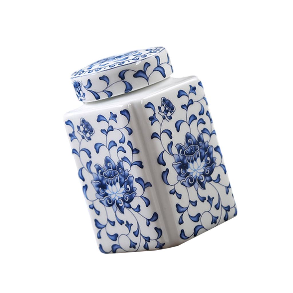 Elegant Blue White Ceramic Ginger Jar Porcelain Temple Jar for Home Decoration and Storage Vase