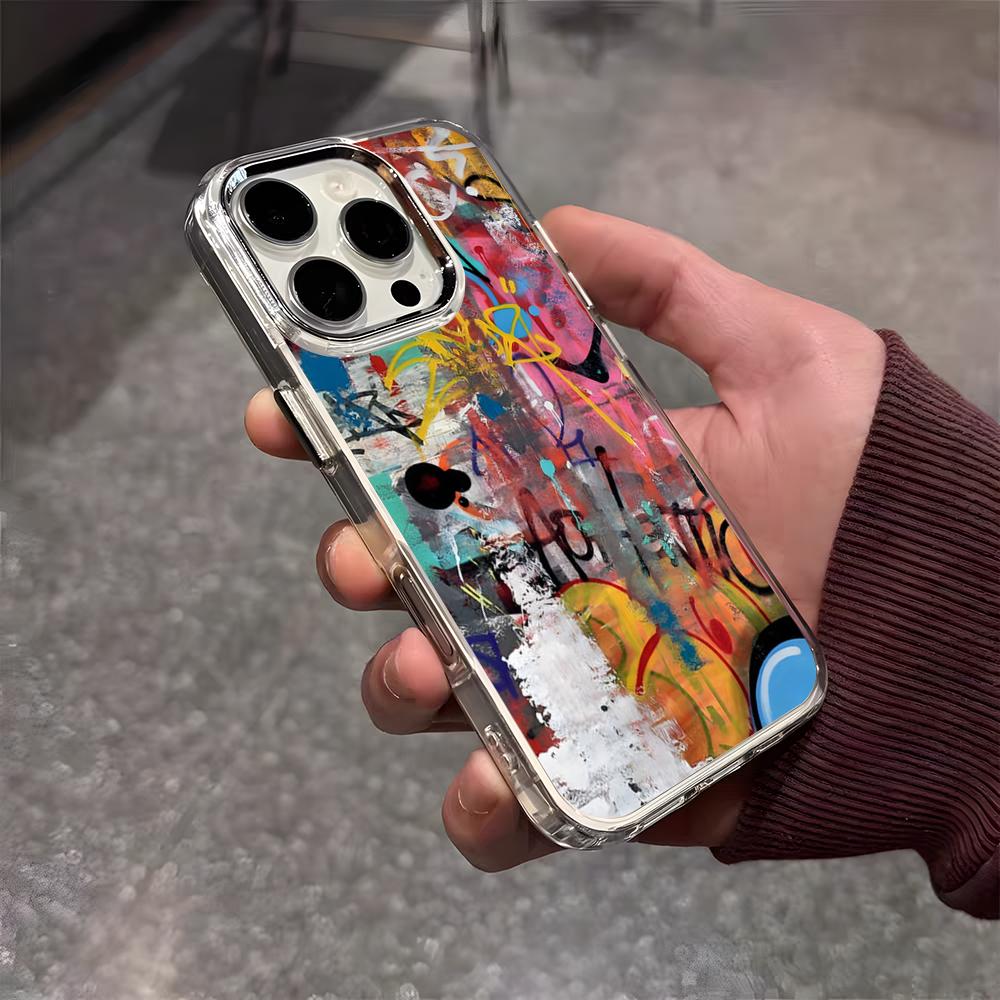 Graffiti Cool Art Phone Case For IPhone 17 Air 16 E 15 14 13 12 11 Plus Pro Max Electroplated Transparent Soft Shell
