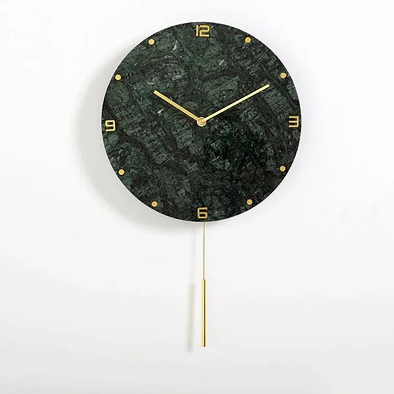 Nordic Large Wall Clock Modern Design Natural Marble Clocks Home Decor for Living Room Luxury Silent Watches Bedroom DecorM5Q1K1