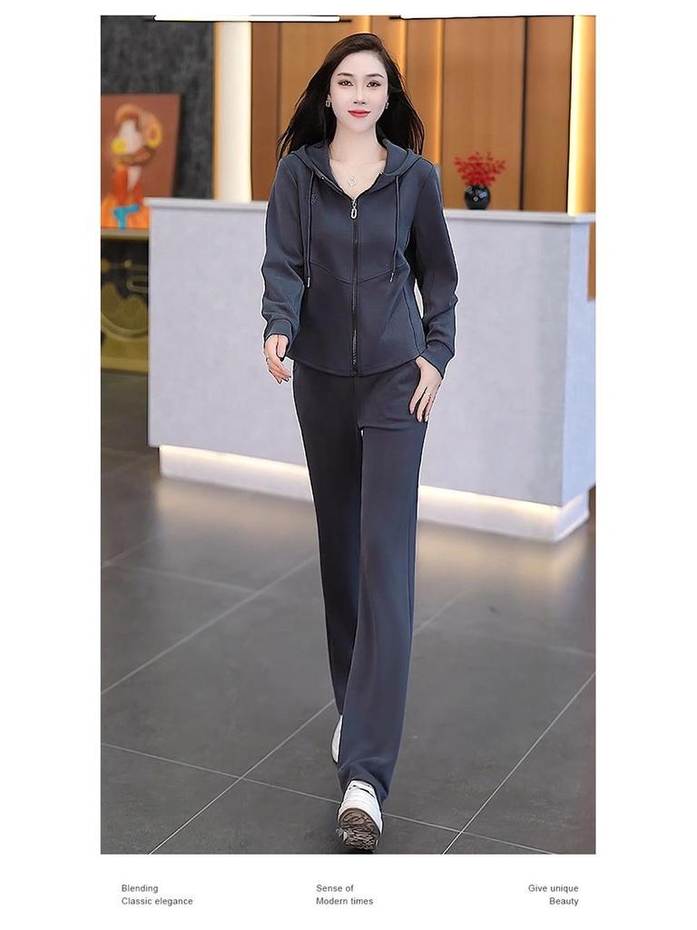 Women's Trendy Hooded Sweatshirt and Jogger Set - Spring/Autumn 2025