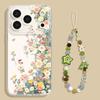 Floral Phone Case with Lanyard for iPhone 11-17/14-16 Pro Max