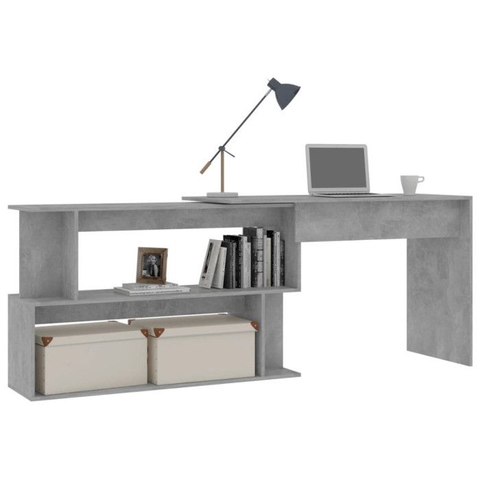 VidaXL Bureau d'angle Gris béton 200x50x76 cm Aggloméré