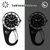 Karabineruhr mit leuchtendem analogem Taschenuhr-Zifferblatt, Krankenschwester-Outdoor-Zubehöruhr, Clip-on-Schlüsselanhänger, wasserdicht, Anzeige, Kompass, Uhr, Uhr, Schwarz,