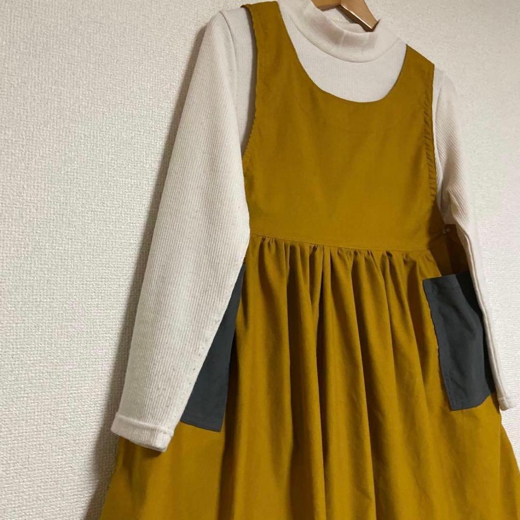 Used [Limited 1st] Handmade ladies apron dress fine ribbed corduroy