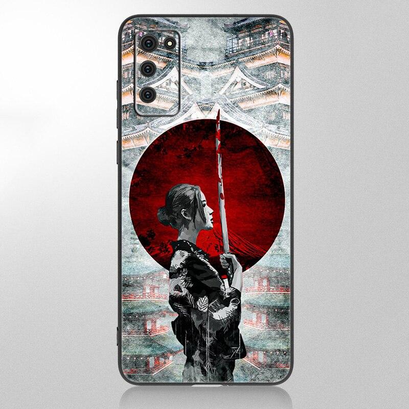 Japanese Samurai Phone Case For Samsung Galaxy A12 A02S A22 A32 A52 A72 A71 A51 A41 A31 A21 A11 A50 A70 A10S A20S Black Cover