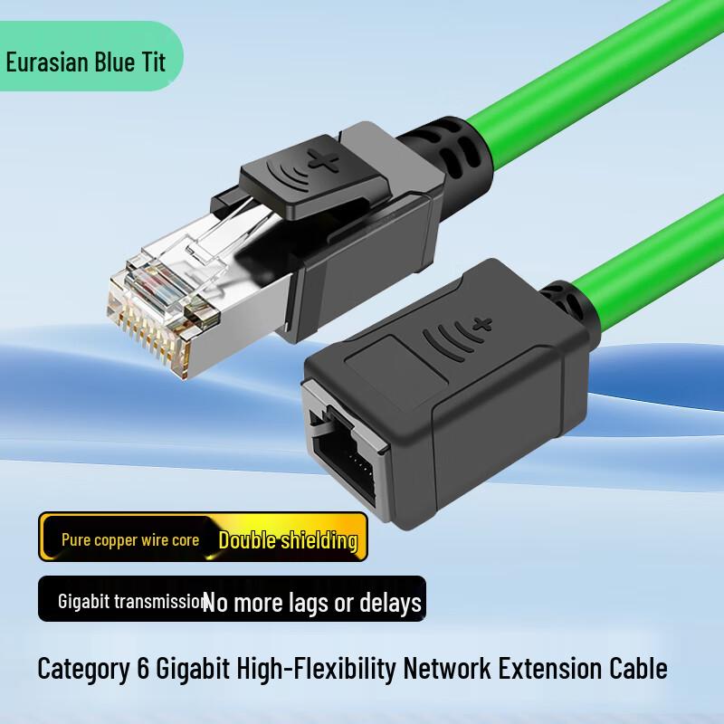 BSQ Industrial Cat6a RJ45 Male-to-Female Ethernet Extension Cable