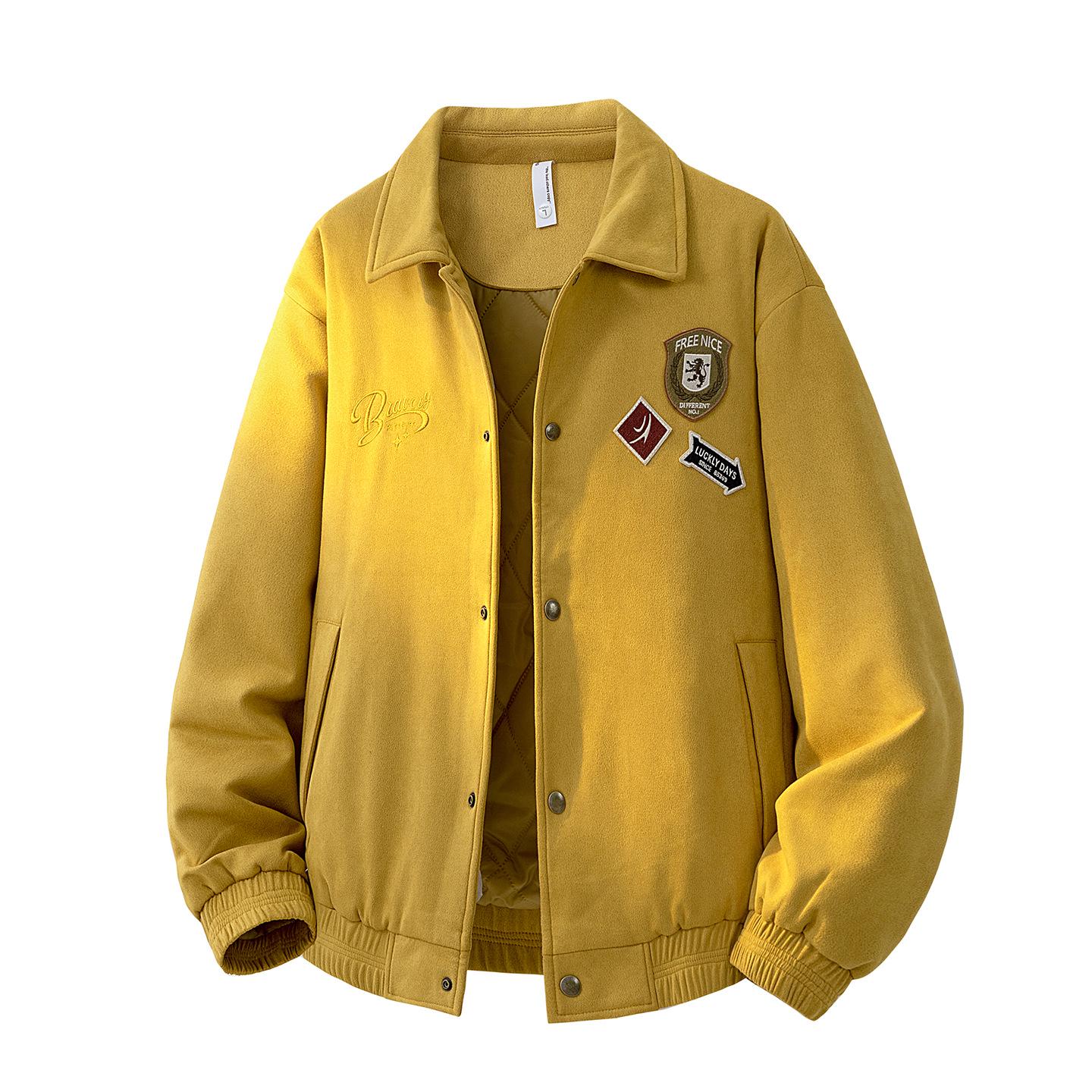 2025 American Bestseller Embroidered Retro Lapel Jacket - Loose Casual Fashion Outerwear Medium