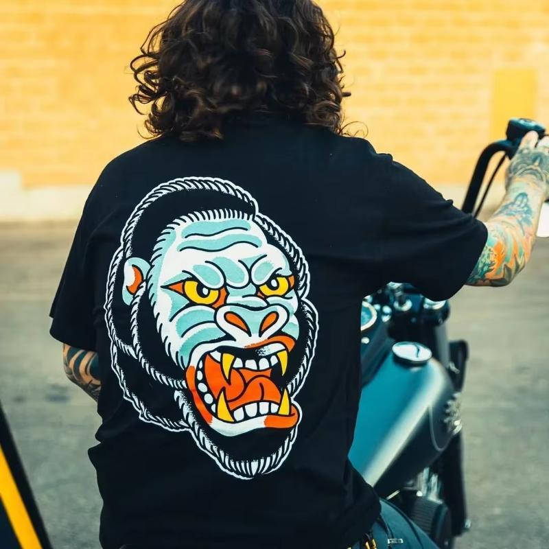 2025 Summer New trendy dark punk skull print Tshirt loose and fashionable cotton shortsleeved streetwear for men and women
