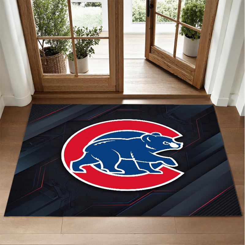 Chicago Cubs Design Crystal Velvet Rug Soft Decorative Mat for Bedroom Entrance
