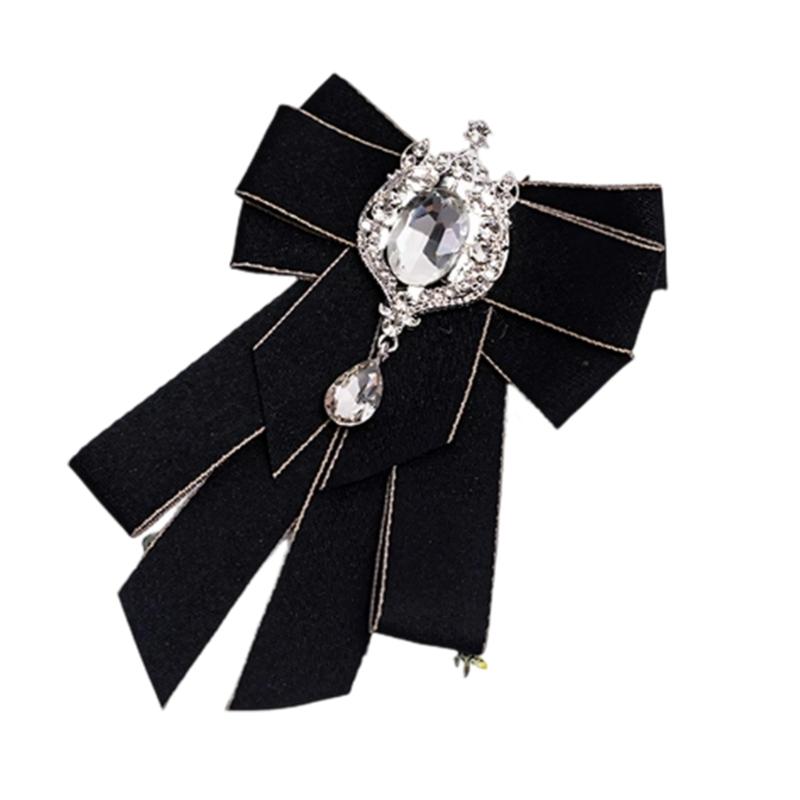 Crystal Bows Brooch For Dresses And Coats Fashionable Rhinestones Necktie Jewelry Accessory For Elegant Outfits