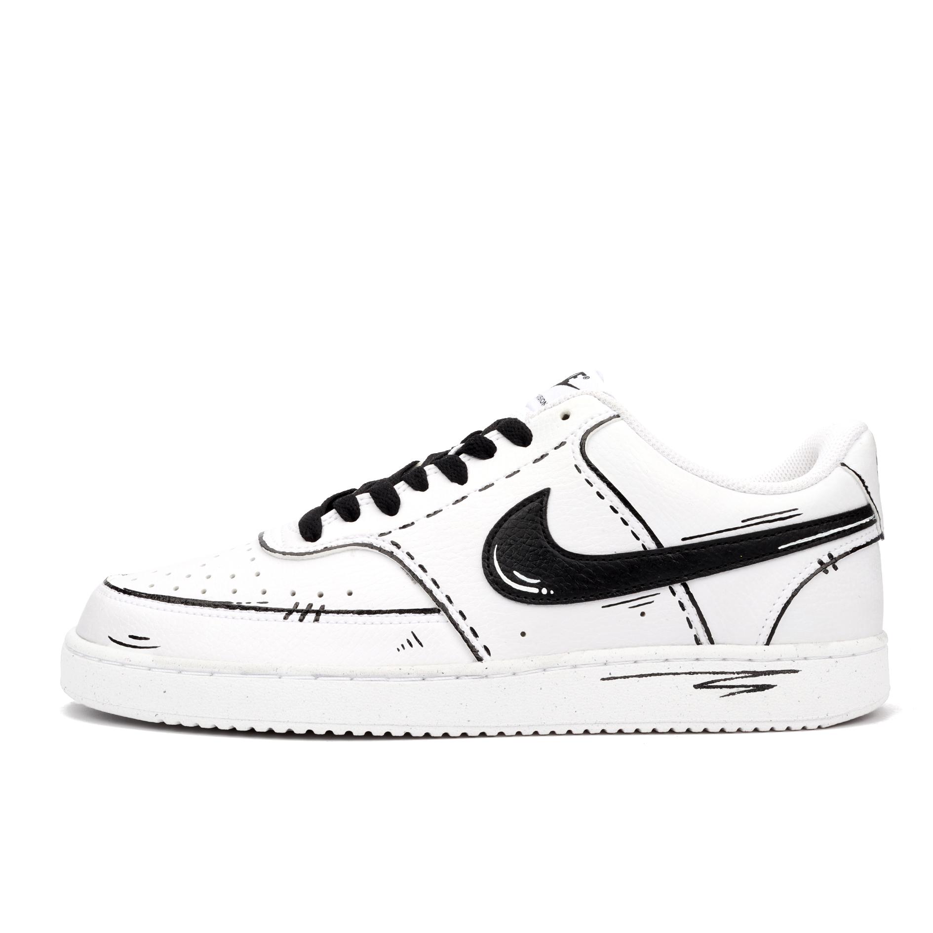 

Nike Court Vision 1 Anime Abrasion Resistant Slip Resistant Low top Skateboard Shoes Unisex Black White DH2987-101(Team1644-) 37.5