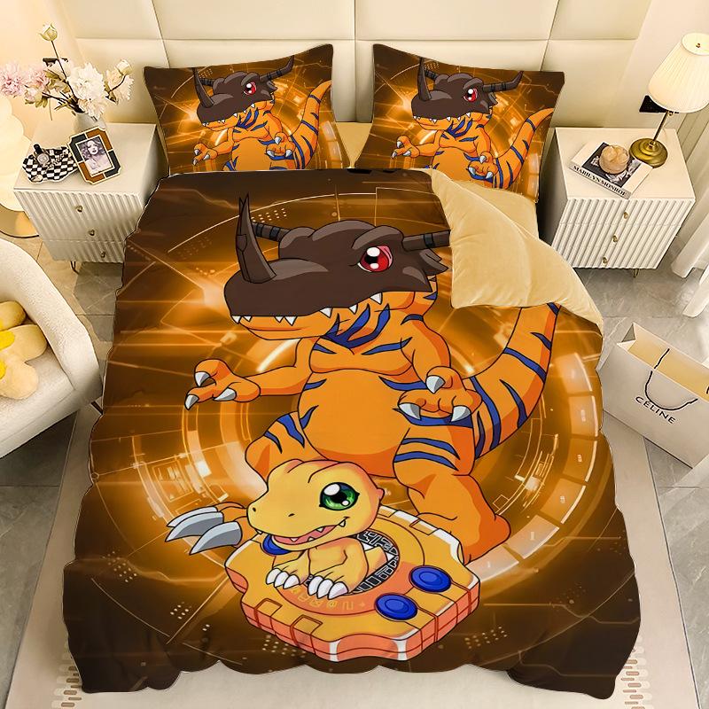 Gamer Digital-monsters Beding Set Digimon Soft with Soft Fabric Duvet Cover Plus Pilowcases Unfiled Single Double Bed Children Young Gift