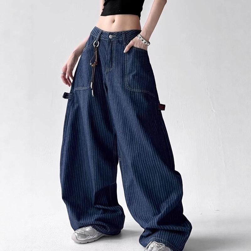 JYL Men's Flare Jeans American  Stripe Slim Winter High-Street Vibe Denim Pants